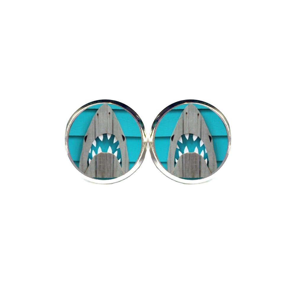 Wooden Shark Earrings - Coastal, Summer, Vacation